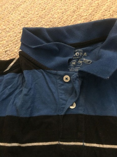Child Arizona collar shirt T-shirt Blue Black white Stripped Size Medium - Picture 3 of 11
