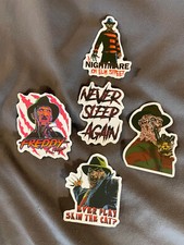 Lot 5 FREDDY KRUEGER 1 3/4" to 2 1/2" ELM STREET Stickers FAST FREE Halloween