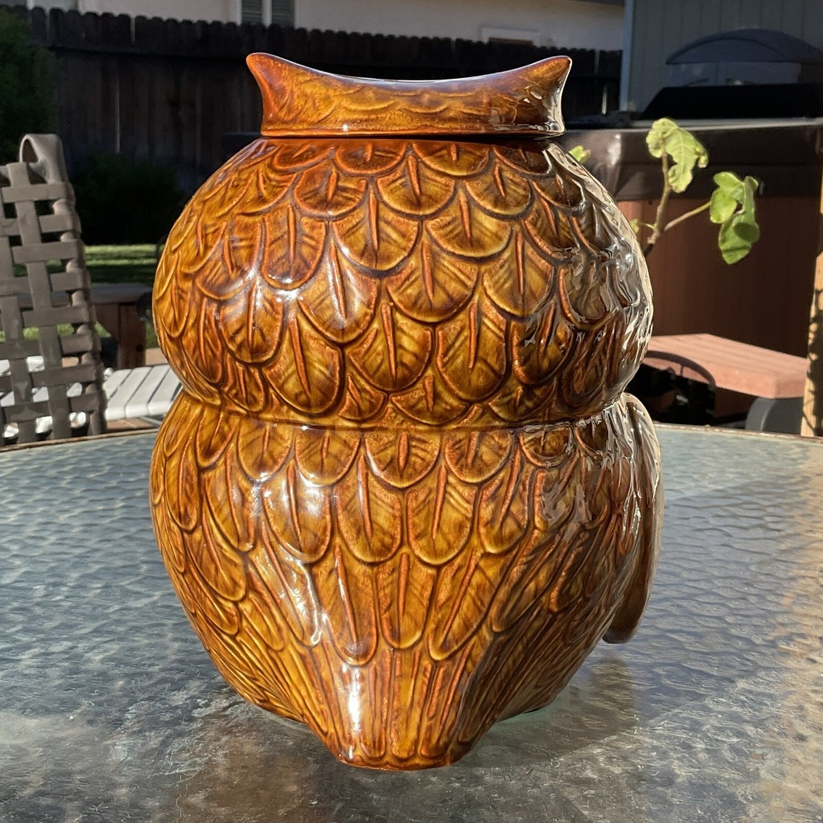 Vintage 1960s McCoy Pottery #204 USA Brown Owl Cookie Jar Detailed
