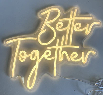 ULALAZA LED Neonschild Better Together Leuchtreklame Warmweiß USB Wand Deko 5 kWh/1000h