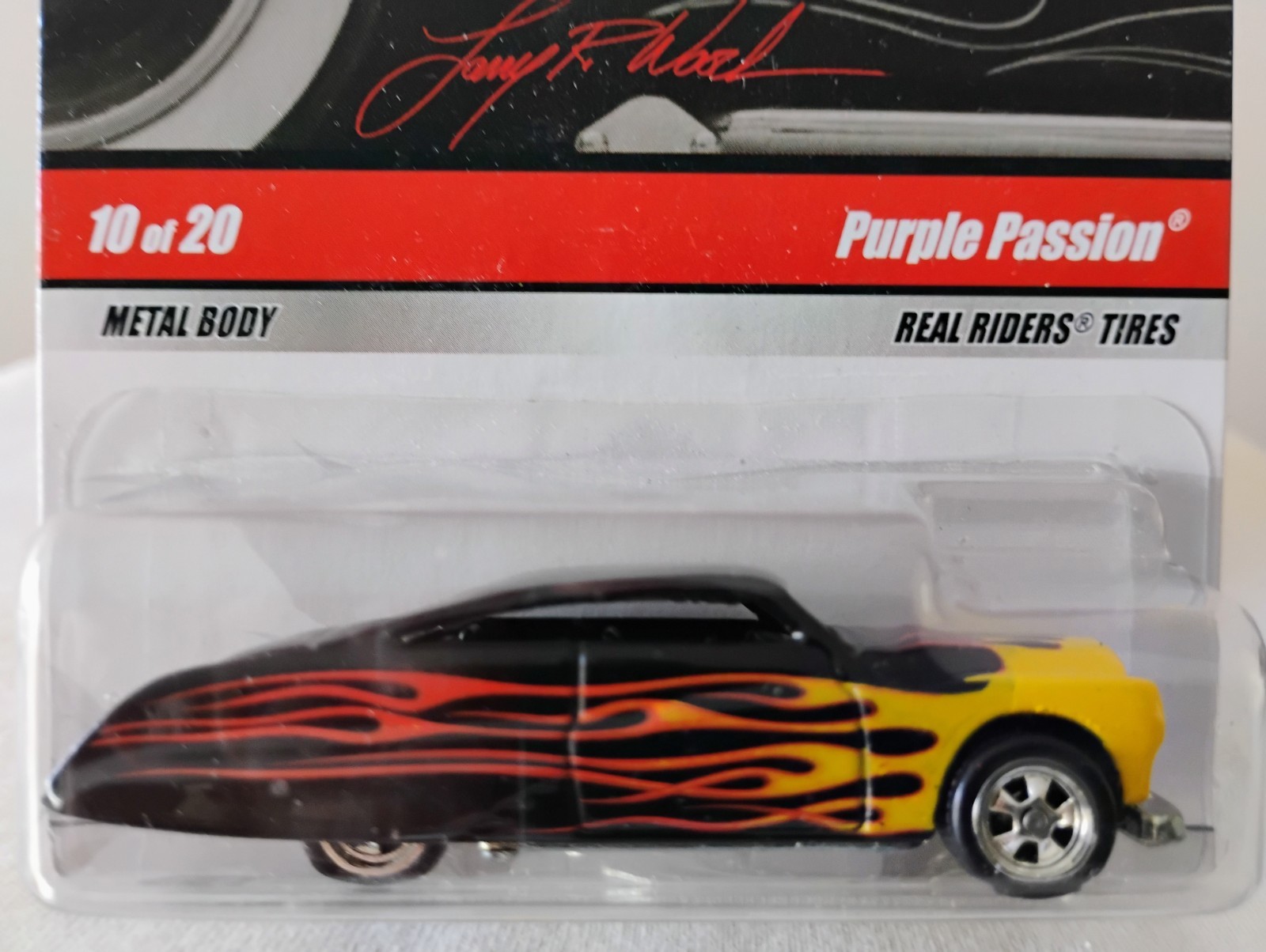 2009 Hot Wheels Larry's Garage 10/20 PURPLE PASSION Black w/Real Riders 5 Spokes