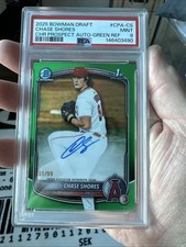 2025 BOWMAN DRAFT CHASE SHORES /99  PROSPECT AUTO GREEN POP 1 PSA 9