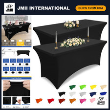 2 Pack 6FT Spandex Table Cloths - Elastic Fitted Black Table Covers for Events
