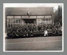WW2 Photo U.S. GIs Group In Front Of Building