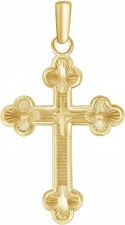 Diamond Cut Gold Plated Sterling Silver Cross Pendant Charm 1.4 Inch Made in USA