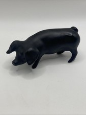 Vintage Royal Dux Matte Black Porcelain Pig In Complete Condition