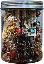 Gothic Mystery Jewelry Jar, 34-36 PCS Witchy Jewelry Surprise Set | Gothic Jewel