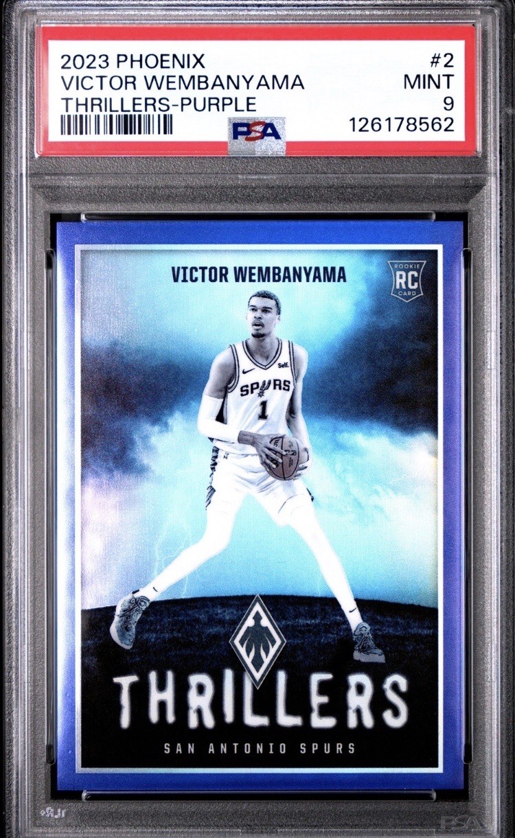 2023-24 Panini Phoenix - Thrillers Victor Wembanyama #2 Purple /75 (RC) PSA 9!!