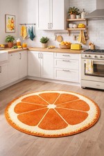 Carpet Rug Round Orange Slice 100cm 39.4” Citrus Fruit Living Bedroom Ukraine