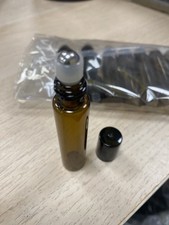 5pcs Amber Glass Roll on Bottles (with Metal Roller) 10ml Single