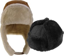 Pilotmütze aus feinstem Merino Lammfell in 3 Farben Mütze Wintermütze Fellmütze