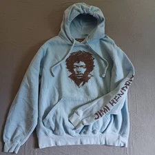 ODM Large Sweatshirt Light Blue Hoodie Jimi Hendrix Logo Graphic  Retro