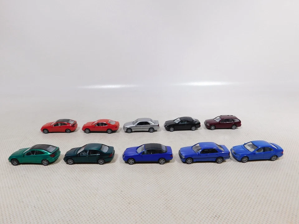 Herpa 1:87 H0 10X PKW Auto Mercedes-Benz MB C-Klasse CLK SG/MINT #EI112-0,5 - Immagine 2 di 4