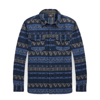 RRL By Ralph Lauren Double-Faced Jacquard Workshirt Rl-756 Navy Multi