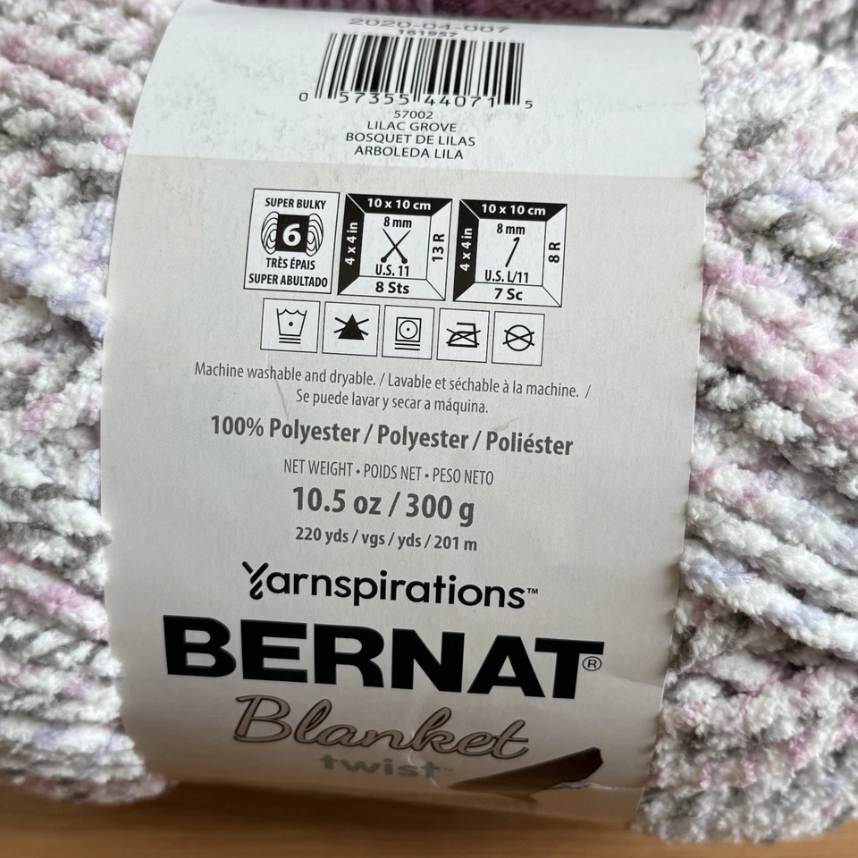 3 Yarnspirations Bernat Blanket Twist Lilac Grove #57002 Crochet Knit NEW Read - Image 3 of 4