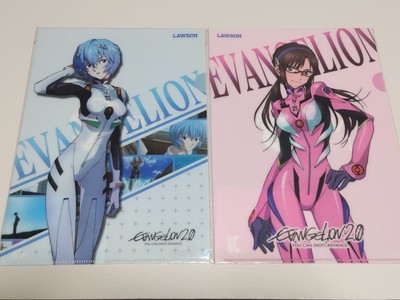 Evangelion Clear File A4 Size 2 Sheets Rei Ayanami Mari Makinami Japan Anime