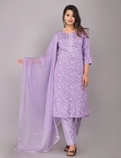 Floral Printed Party Wear Kurti Pant Dupatta Set Indian Designer Top Kurta Set