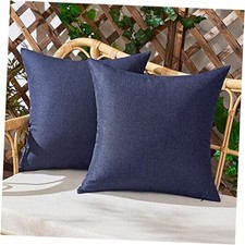 Set of 2 Outdoor Waterproof Throw Pillow 16" x 16" Pack of 2 Dark Blue