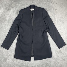 Calvin Klein Blazer Womens 6 Black Lyocell Collarless Long Open Front Work