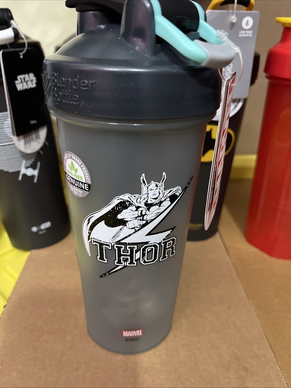 Marvel Gray Thor 28 Oz Bottle with Blender Ball & Teal Loop