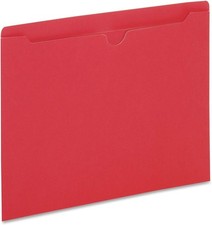 Colored File Jackets, Reinforced Tab, Flat, Letter Size, Red, 100 Jackets Per