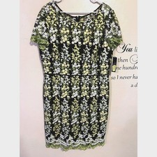 Tahari Arthur S Levine Floral cocktail Embroidered Mesh Sheath Dress cottagecore
