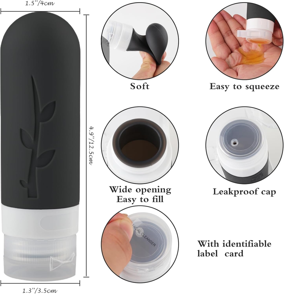 Geice Bottiglie da Viaggio in Silicone, 4Pezzi 89l Contenitori con