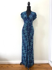 Sacha Drake Size 18 Del Mar Maxi Dress Navy Jade Long BNWT Cap Sleeves Stretchy