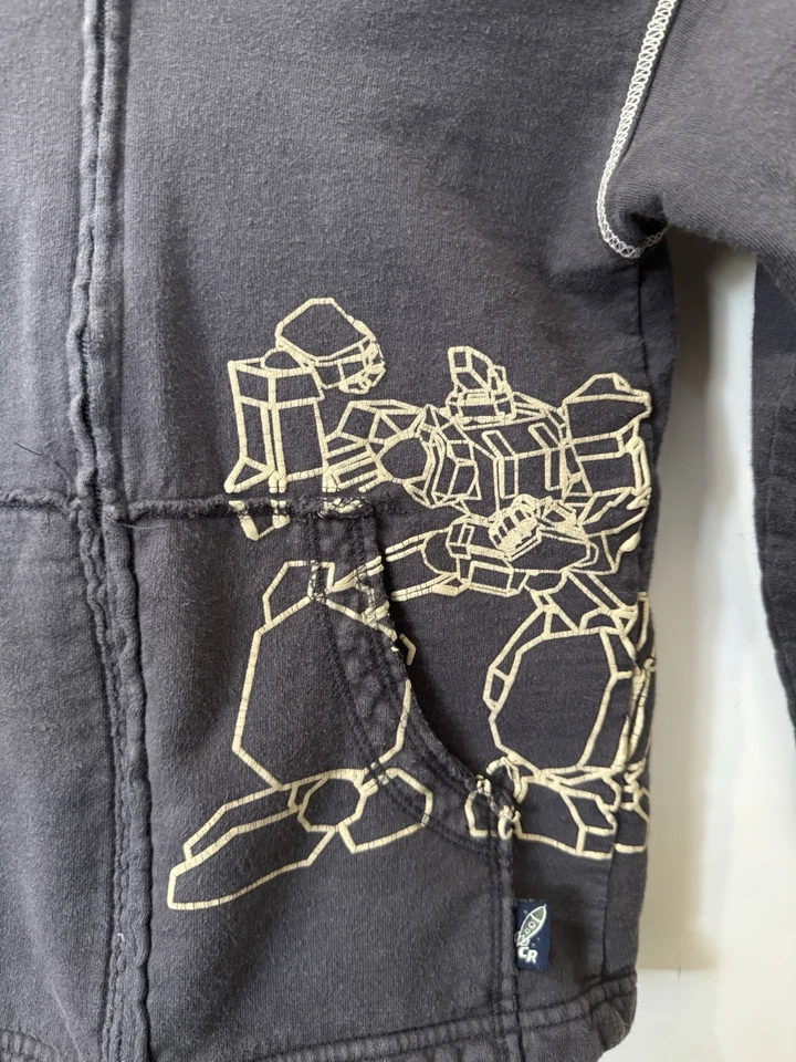 Vintage Y2K Retired 100% Cotton Robot Hoodie Size 4 Kids Charlie Rocket Zip Boys - Image 3 of 4