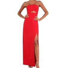 NEW Lulus Extravagant Persona Red Strapless Cutout Column Maxi Dress Medium