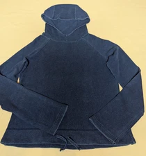 TOAST Size 12 women ties at the bottom hooded blue jumper top sweater