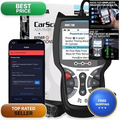 Innova 5210 OBD2 Scanner, Battery Tester, Live Data, Oil Reset, Bluetooth, Most