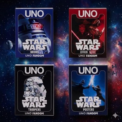 New Disney Star Wars UNO Fandom Game Posters Troopers Dark Side Droids Set Of 4