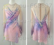 Ice Figure skating competition professional custom dress pink dyeing