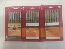 3 Unopened Sakura micron Pen Packs of 6 005 And 05