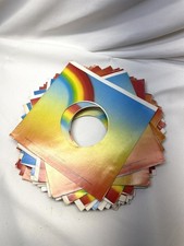 VTG MCA ORIGINAL COMPANY 45 RPM RECORD SLEEVES - RAINBOW WALL DECOR LOT OF 50