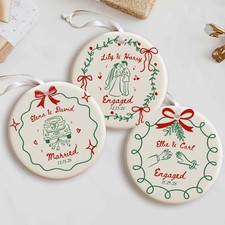 Our First Christmas Engaged, Personalized Engagement Gift for Couples, Wedding