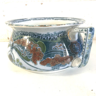 Antique Ceramic Chamber Pot circa 19th Art Nouveau Transfer Print Floral Welbeck