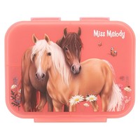 Depesche Miss Melody Brotdose 3 FäCher Pferde Blumenmotiv Altrosa Transparent