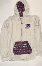 Lazy J Ranch Zip Hoodie Light Grey Heather Purple Magenta Geometric Size L
