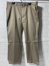 HAGGAR Men Premium Dress Khaki Pant Straight Fit, Beige Khaki , Size 40X30