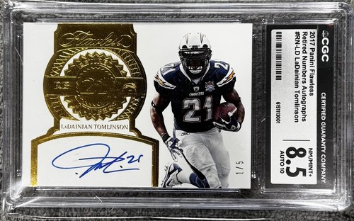 2017 Panini Flawless LaDainian Tomlinson Retired Numbers Auto RN-LD /5 CGC 8.5