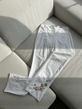 Vintage Versace Jeans Couture 90s Early 2000s White Cotton Trousers Pants Capri 