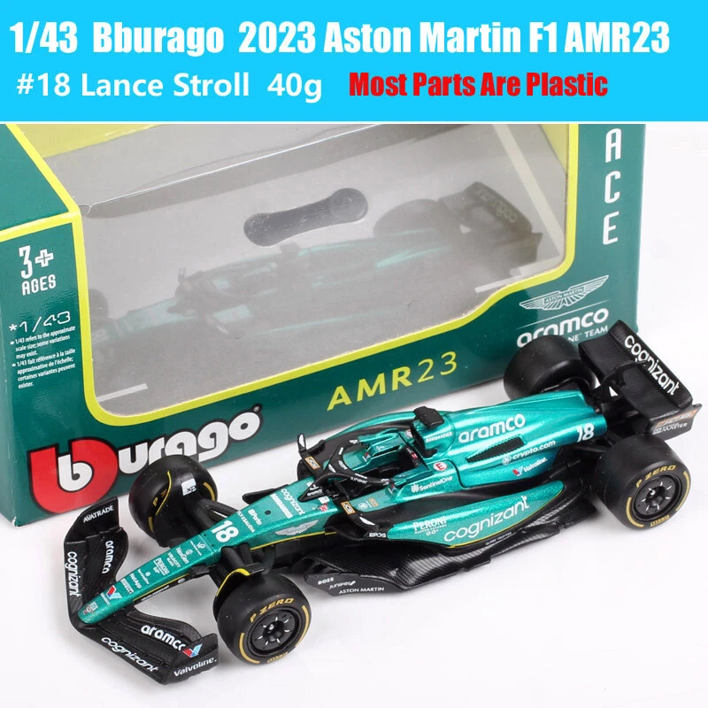 Bburago 1:43 2023 Aston Martin F1 AMR23 #18 L Stroll #14 F Alonso Model Car Toy - Image 3 of 4