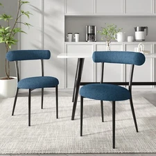 Modern Fabric Upholstered Dining Chairs Kitchen, (Set of 2)