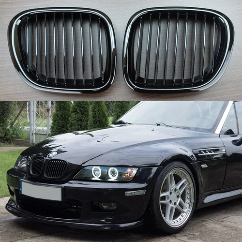 1996-2002 Shiny Black Kidney Hood Grilles For BMW Z3 Coupe