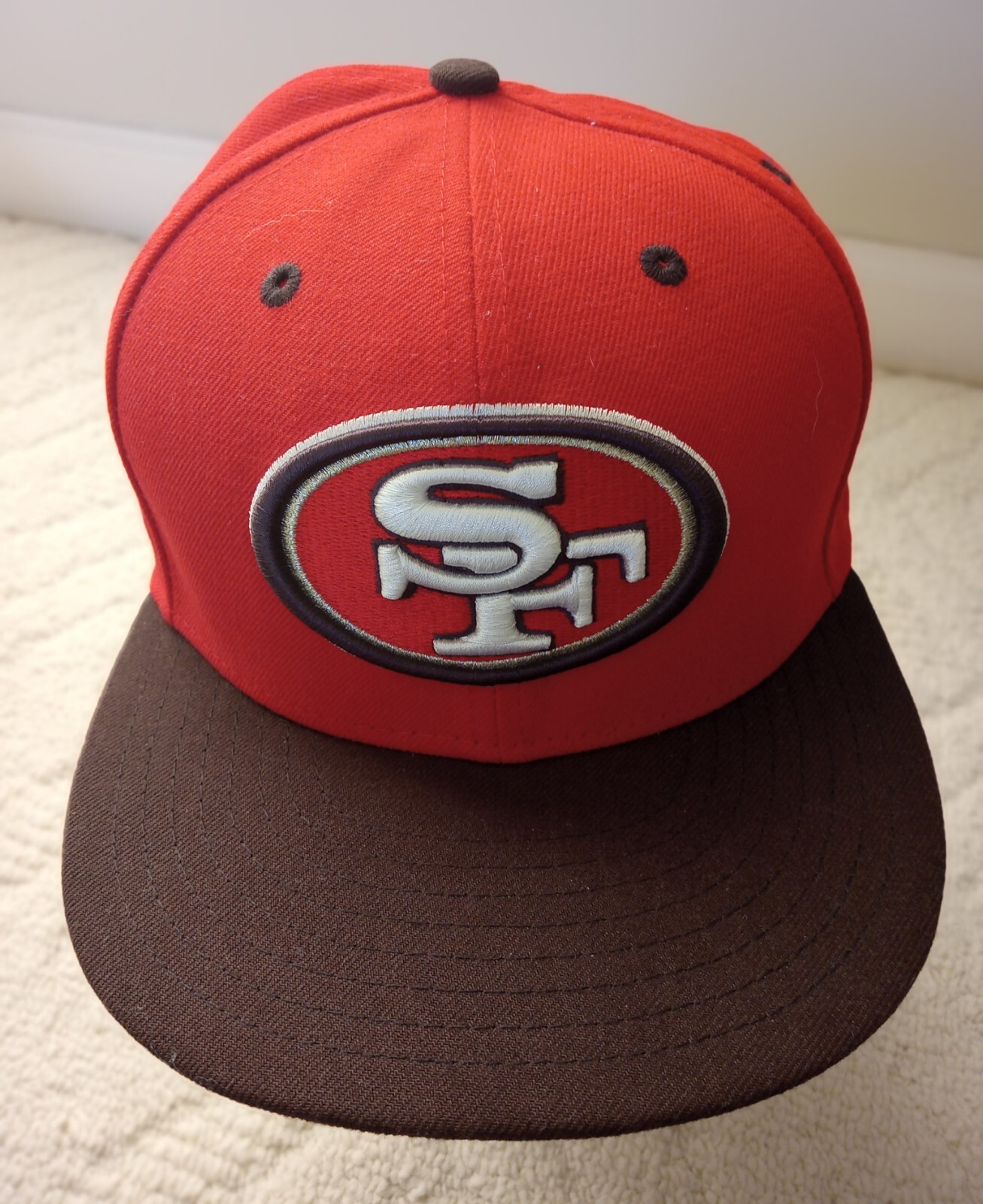SF 49ers Hat Cap Snapback Red Black Logo NFL Football 59 Fifty New Era 7 1/4