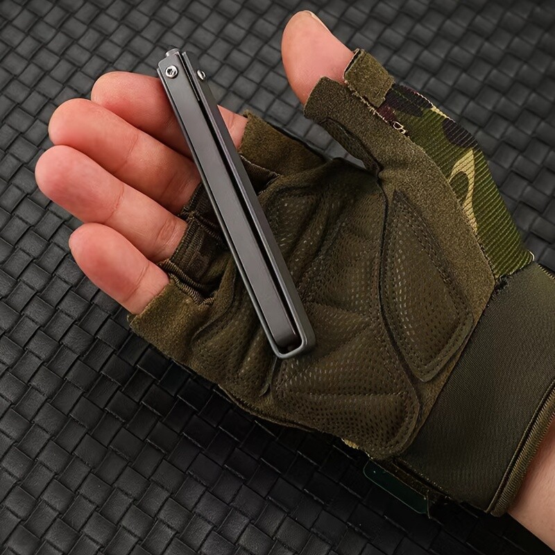 Folding Pocket Knife w Carry Case 7.5in Stainless Steel Rotating Folding Knife