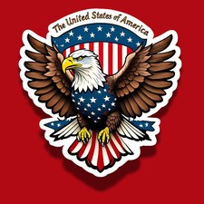 USA Patriotic Flag Eagle United States of America 3" Vinyl Laminated Sticker