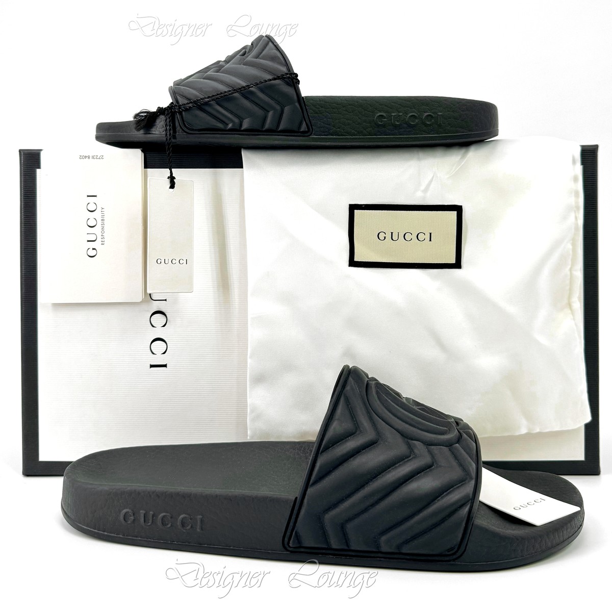 NEW GUCCI Men’s GG Matelasse Quilted Slides Sandals 8 G / US 8.5 $495 Authentic NEW GUCCI Men main image 2